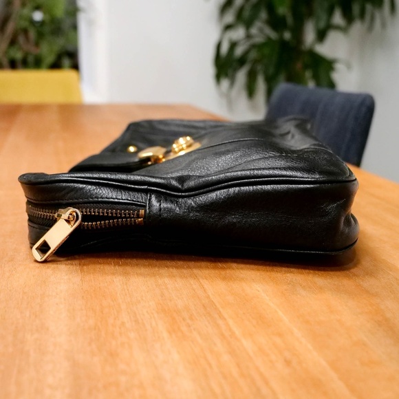 Rebecca Minkoff Black Leather Clutch with Gold Lock — NEW - Picture 7 of 11